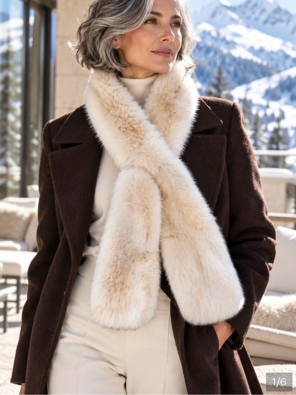 Arctic Fox- Cream Faux Fur Scarf - Luxury Winter Accessory